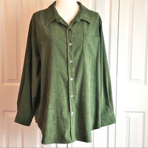 Woman Within Green Faux Brushed Suede Blouse 1X